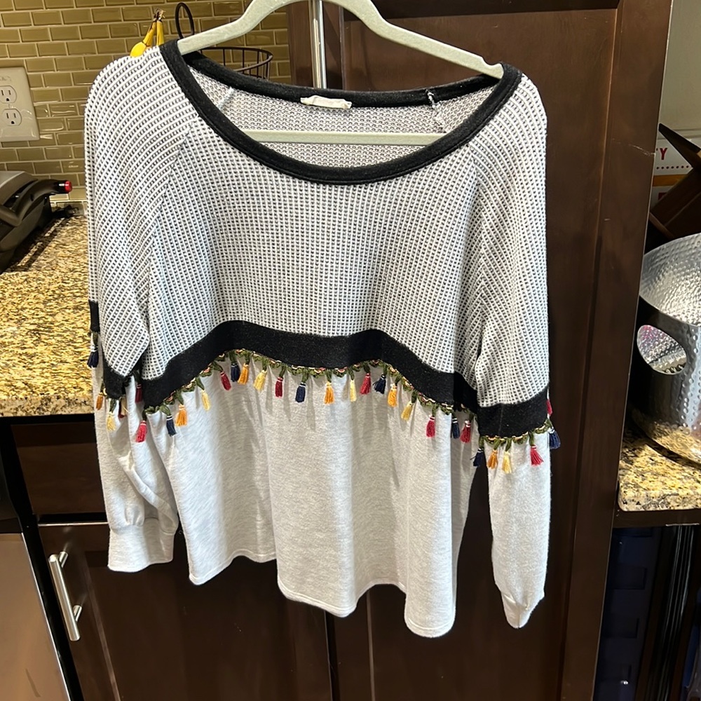 Tassel sweater. Softest material. Size M